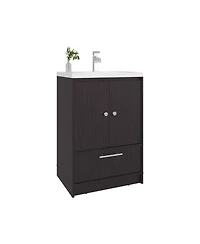 Olney Bathroom Vanity, 2 Doors, 1 Drawer, Black Wengue