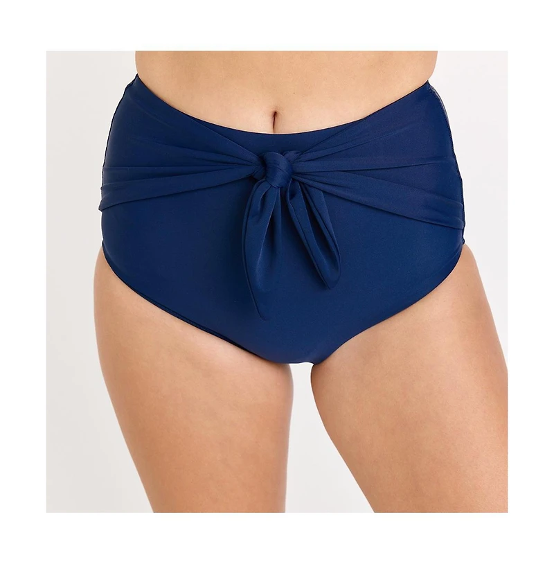 Calypsa Plus Size High Waisted Bikini Bottom With Front Tie