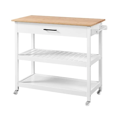 36” H 3-Layer Rolling Kitchen Island Cart on Wheels White