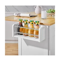 36” H Kitchen Island on Wheels with Solid Wood Tabletop White