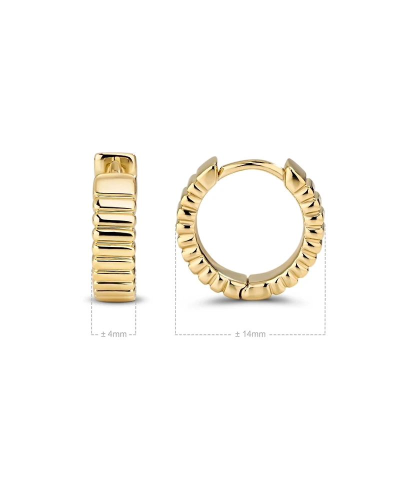 Devata Ribbed Hoop Earrings in Gold Plated Sterling Silver