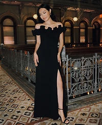 Xscape Women's Ruffled-Off-The-Shoulder Crepe Gown