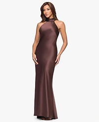 Xscape Women's Tie Neck Long Dress