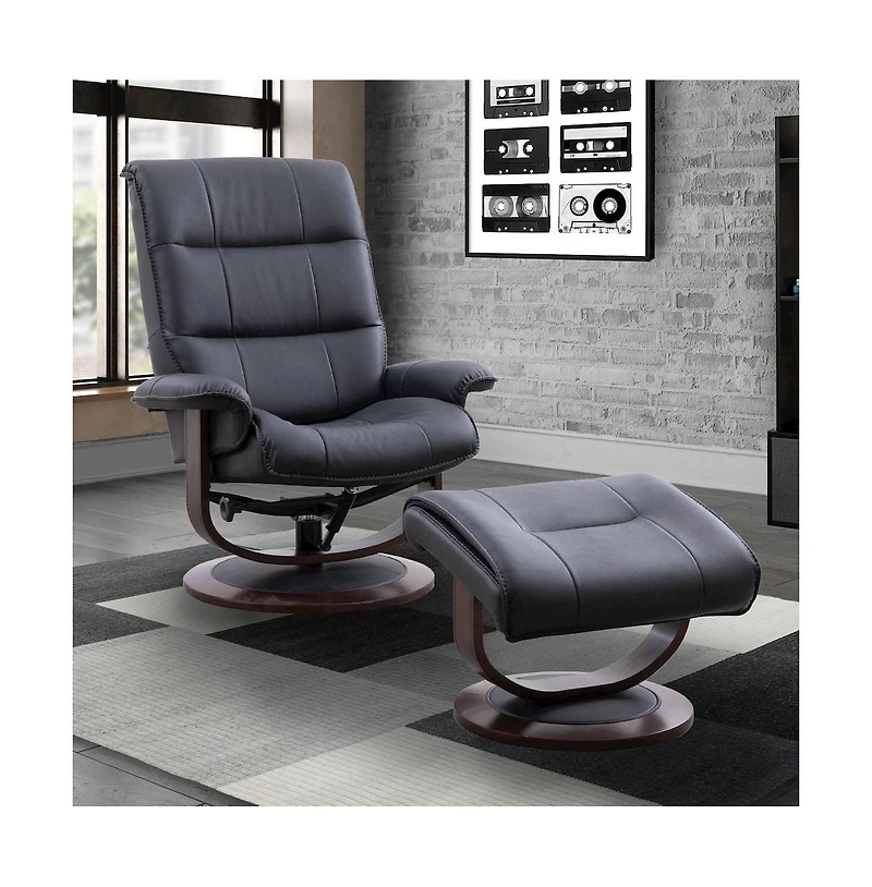Parker Living Knight - Black Manual Reclining Swivel Chair and Ottoman