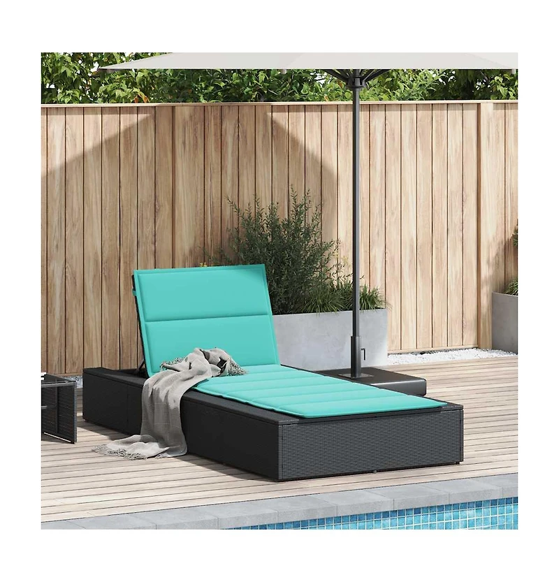 Patio Sunbed Black Pe Rattan Large Height-Adjustable