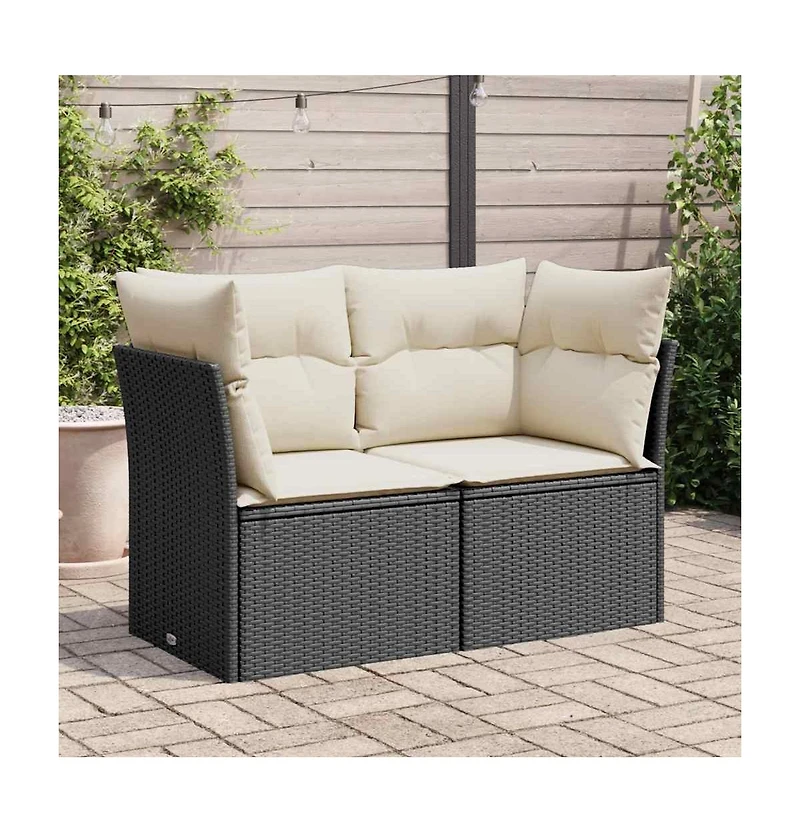 Garden Sofa Black, Cream White