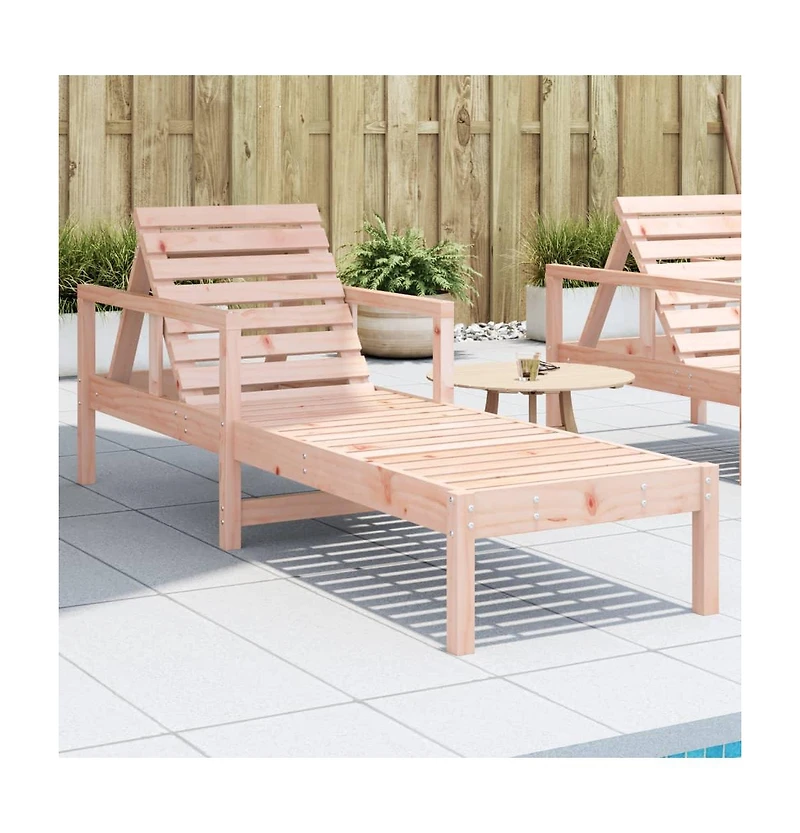 Sun Lounger Natural wood Solid Douglas wood Medium