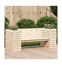 Planter Bench Natural Pine Solid Pine Wood 66.9x23.6x25.6 in