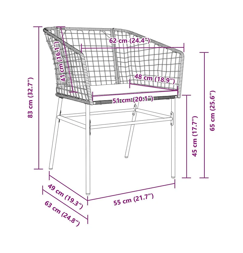 Garden Chair Brown Pe rattan Standard Ergonomic Garden Chair