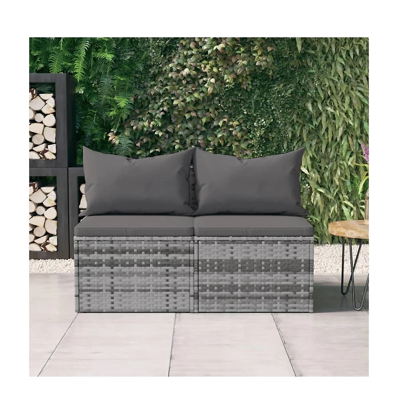 Garden Middle Sofa Grey Pe rattan, powder-coated steel Medium