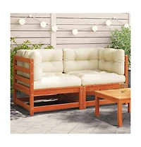 Garden Sofa Wax brown Solid pine wood 27.6 x 27.6 x 26.4 in