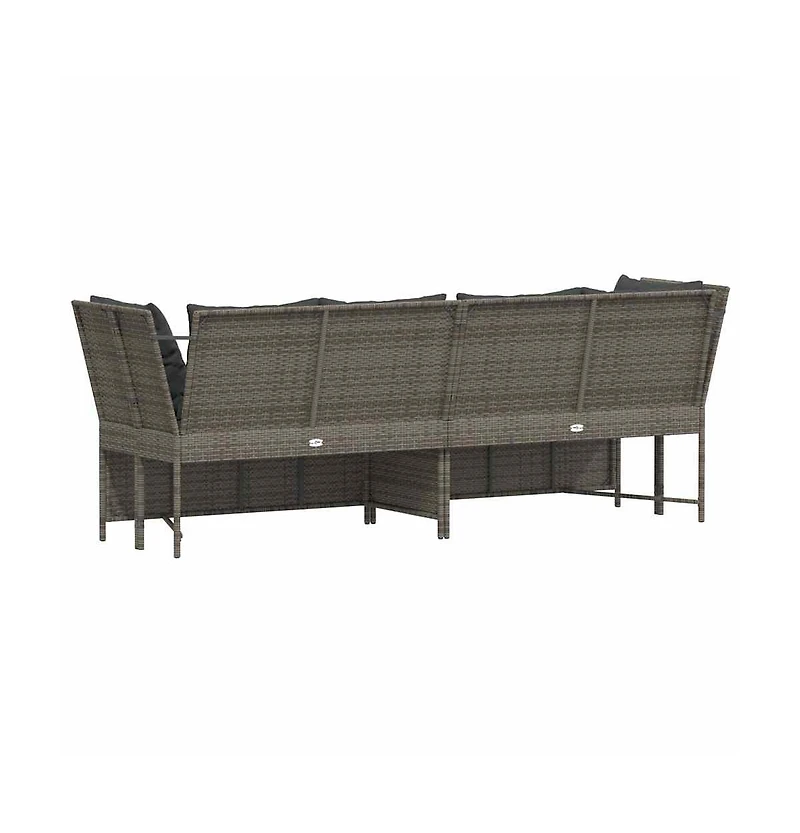 Garden Sofa Grey Pe rattan, powder-coated steel, polyester