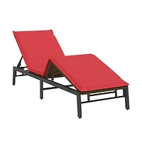 Sun Lounger with Cushion Brown Poly Rattan