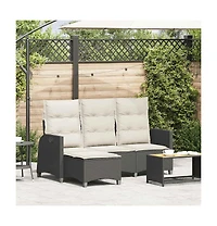 Reclining Garden Sofa Black Pe Rattan