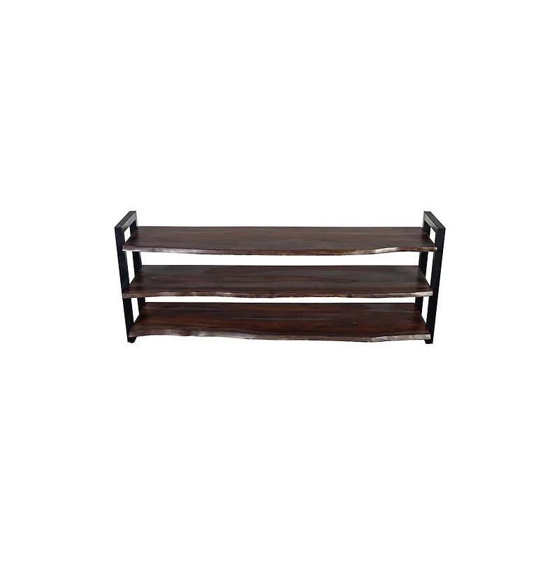 Porter Designs Manzanita Live Edge Solid Sheesham Wood Tv Stand, Gray