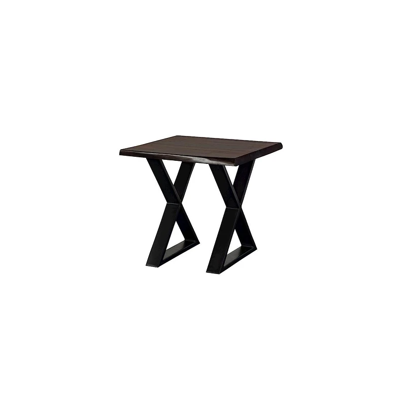 Porter Designs Manzanita Live Edge Solid Sheesham Wood End Table, Gray