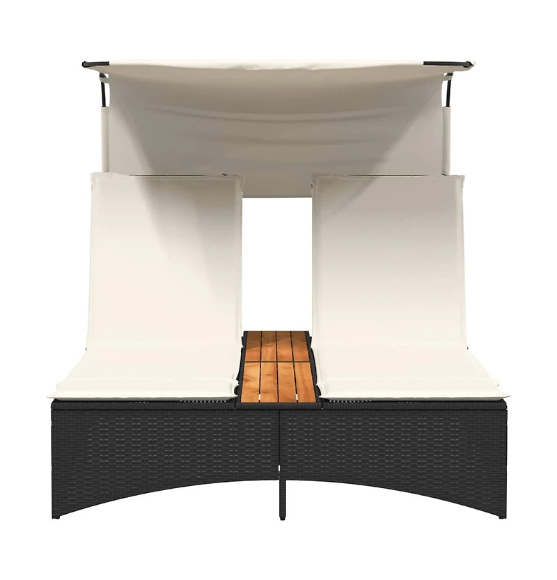 vidaXL Patio Double Sun Lounger Black Pe rattan Double