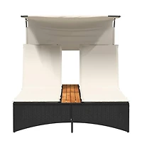 vidaXL Patio Double Sun Lounger Black Pe rattan Double