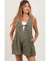 Pinkblush Maternity Deep V-Neck Pleated Front Tie Sleeveless Romper