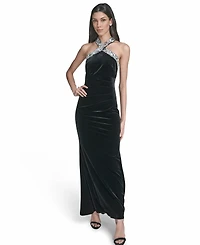 Eliza J Women's Embellished Halter Neck Gown