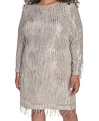 Eliza J Plus Long Sleeve Sequin Cocktail Dress