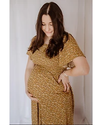 Pinkblush Maternity Mustard Floral Smocked Maxi Dress