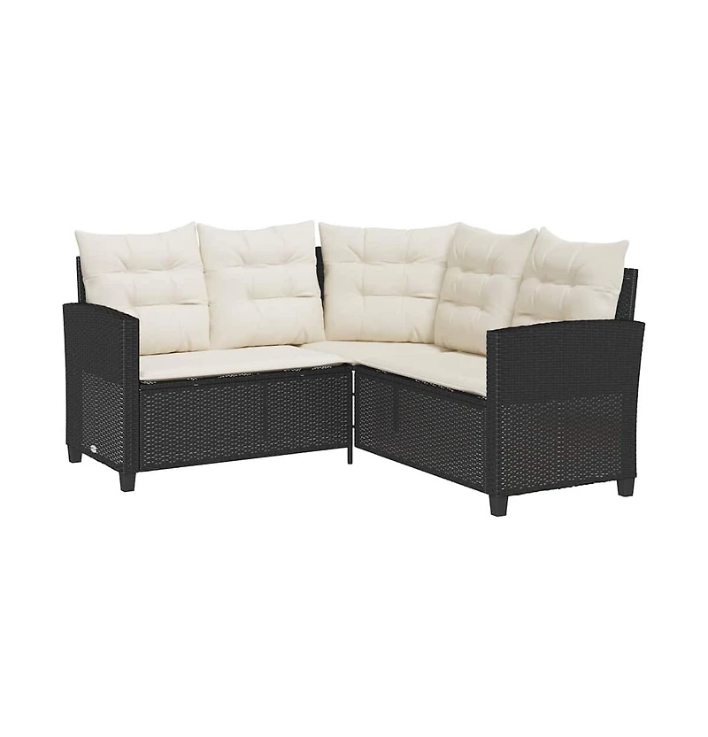 Garden Sofa Black Pe rattan Medium Removable Covers Garden Sofa