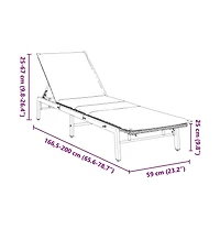 Sun Lounger Grey Pe Rattan, Powder-Coated Steel Adjustable
