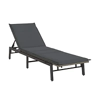 Sun Lounger Grey Pe Rattan, Powder-Coated Steel Adjustable