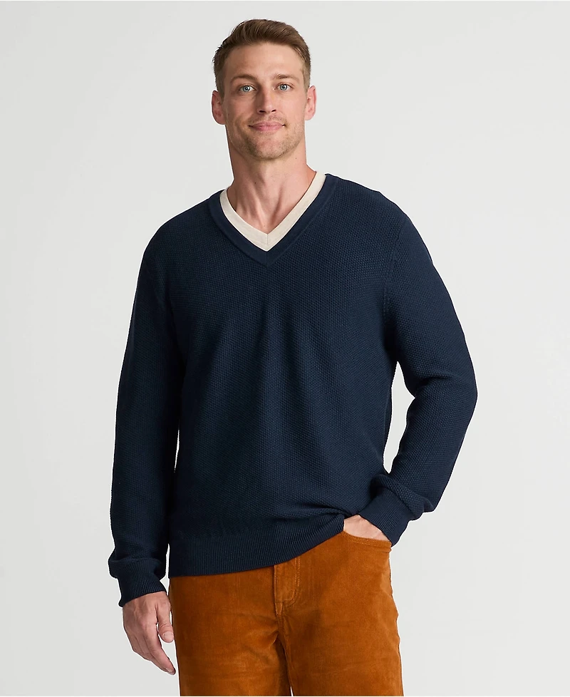 Lands' End Big & Tall Long Sleeve Washable Merino Wool V Neck Sweater