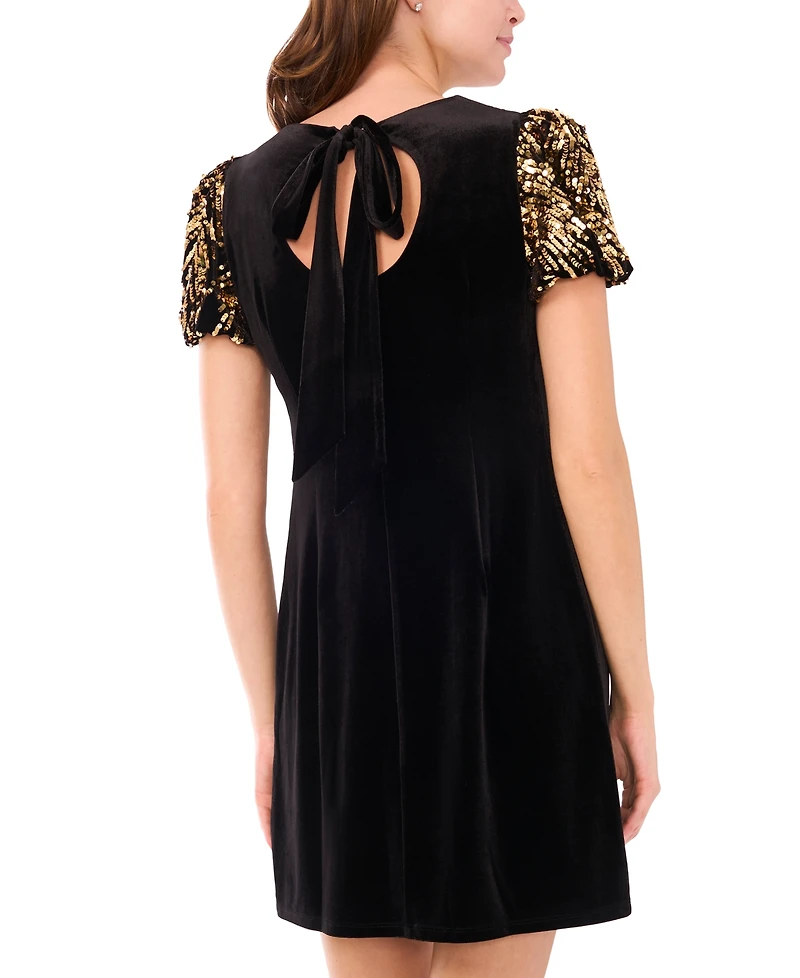 CeCe Women's Puffy Scoop Neck Short Sleeve Dress