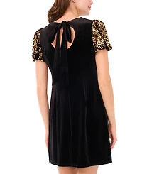 CeCe Women's Puffy Scoop Neck Short Sleeve Dress