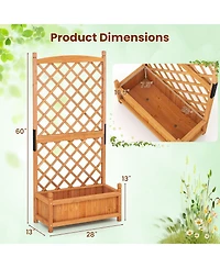 Gymax 60'' Tall Raised Garden Bed w/ Diamond Lattice Trellis Drainage Holes Outdoor