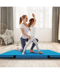 Hongge 4ft x 4ft x 4in Bi-Folding Gymnastic Tumbling Mat with Handles and Cover-Blue