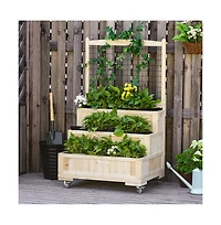 Chic Crate Outsunny 3-Tier Raised Garden Bed with Trellis