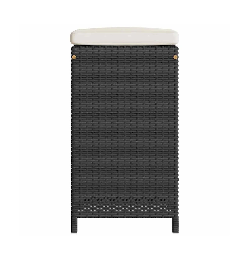 Garden Bar Stool Set of 6 Black, Cream Pe Rattan Compact