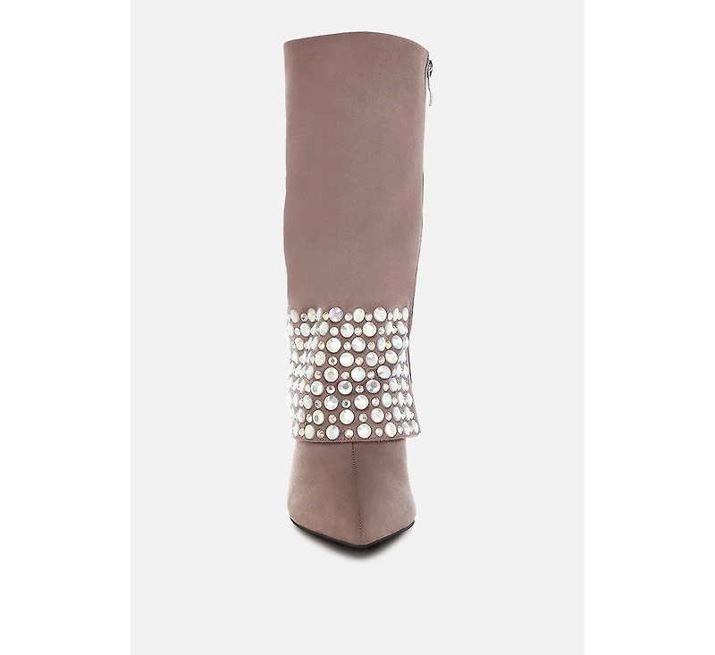 Basso Party Diamante Studded Stiletto Boots Women