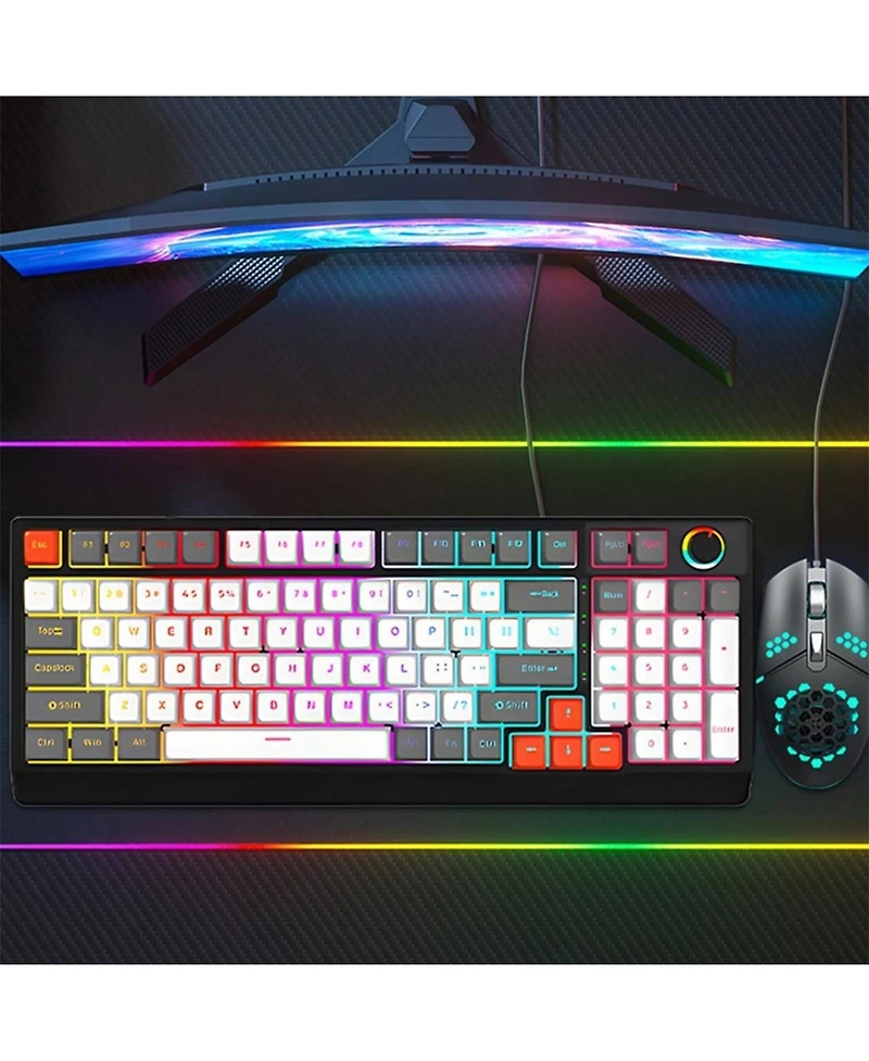 Gaming Keyboard And Mouse Combo, Rgb Lights, Usb Wired Keyboard And Mouse Set, Lightweight And Easy To Use, Mechanical Feeling For PS4 Pc Laptop,Black