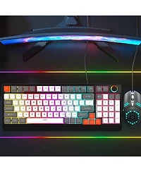 Gaming Keyboard And Mouse Combo, Rgb Lights, Usb Wired Keyboard And Mouse Set, Lightweight And Easy To Use, Mechanical Feeling For PS4 Pc Laptop,Black