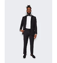 9tofive Men's Men s Black Wool Tuxedo Jacket with Satin Shawl Lapels