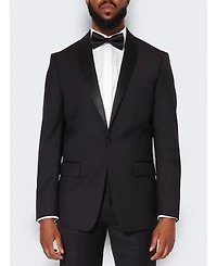 9tofive Men's Men s Black Wool Tuxedo Jacket with Satin Shawl Lapels