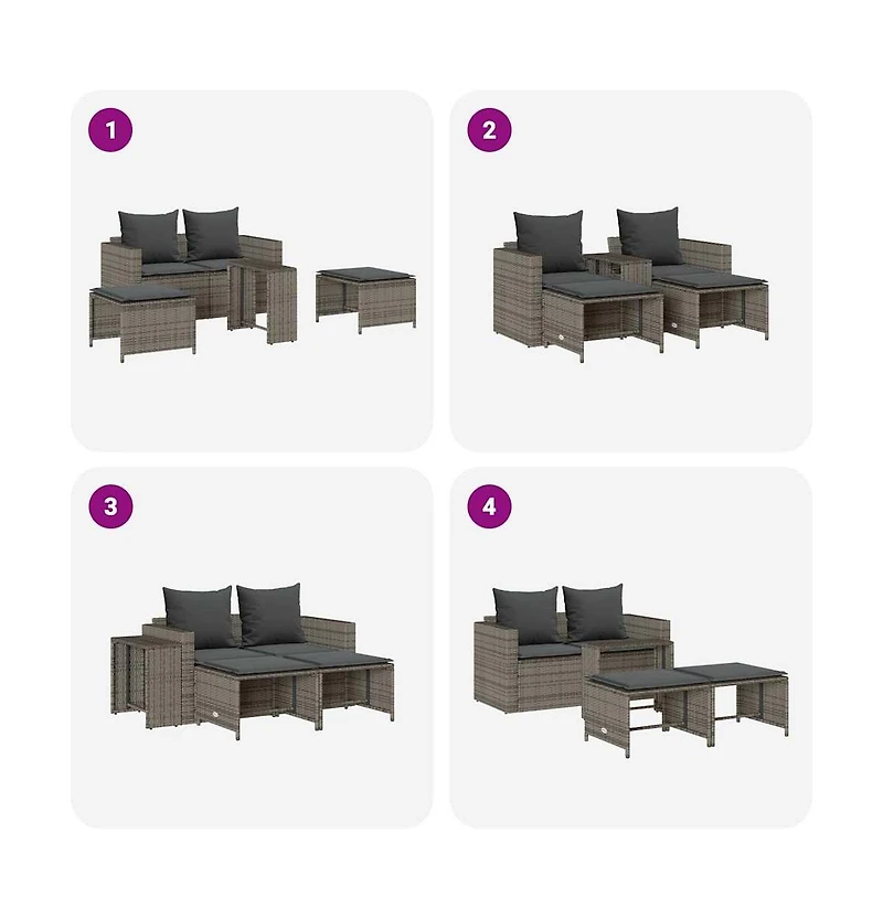 Garden Sofa Set Grey, Dark Grey