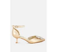 London Rag Onkana Diamante Brooch Kitten Heel Sandals Women