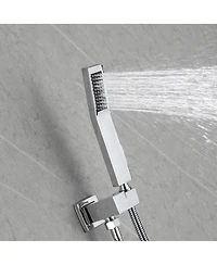 Rainsken Wall mounted shower system combo with hand shower, 12 inch shower head and tub spout, Silver