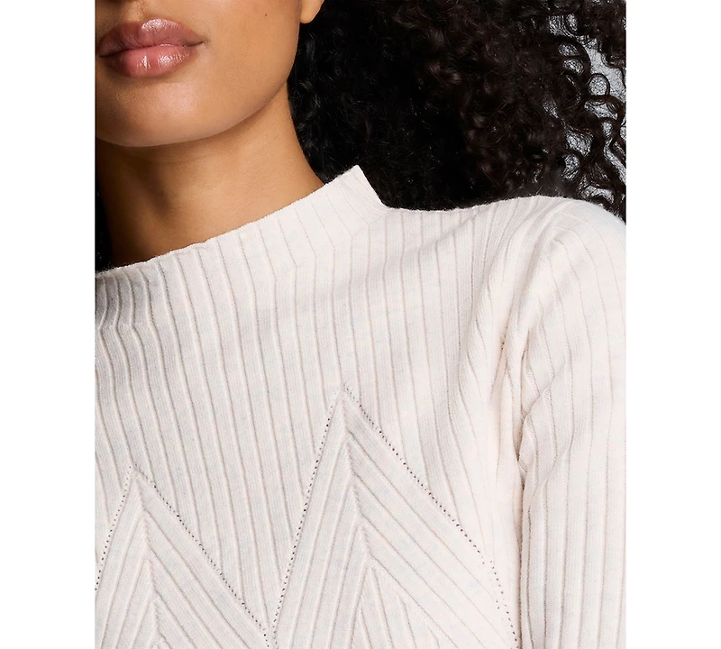 Kenneth Cole Women's Large Chevron Stitch Long-Sleeve Sweater