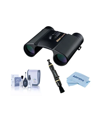Nikon 10x25 Trailblazer Atb Compact Roof Prism Binocular with 6.5 Degree Angle of View, Black, Bundle with Cleaning Kits