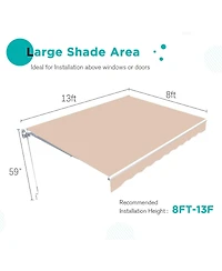 Aecojoy 13'x8' Manual Retractable Awning Sun Shade, Patio Canopy