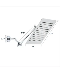 Rainsken Chrome 10" Square Rainfall & High Pressure Stainless Steel Bath Shower Head