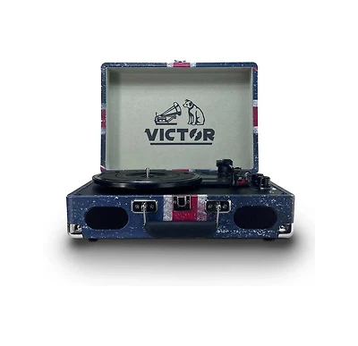 Victor Metro Plus Portable Rechargeable Bluetooth Suitcase Turntable Record Player - Union Jack