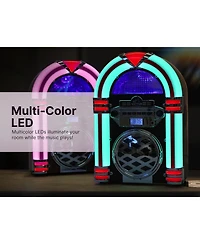 Victor Broadway Desktop Bluetooth Led Jukebox Speaker with Cd Player and Fm Radio - Black